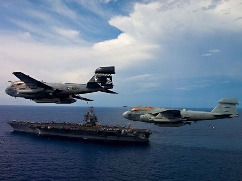 Naval Aircraft over Carrier — Blue