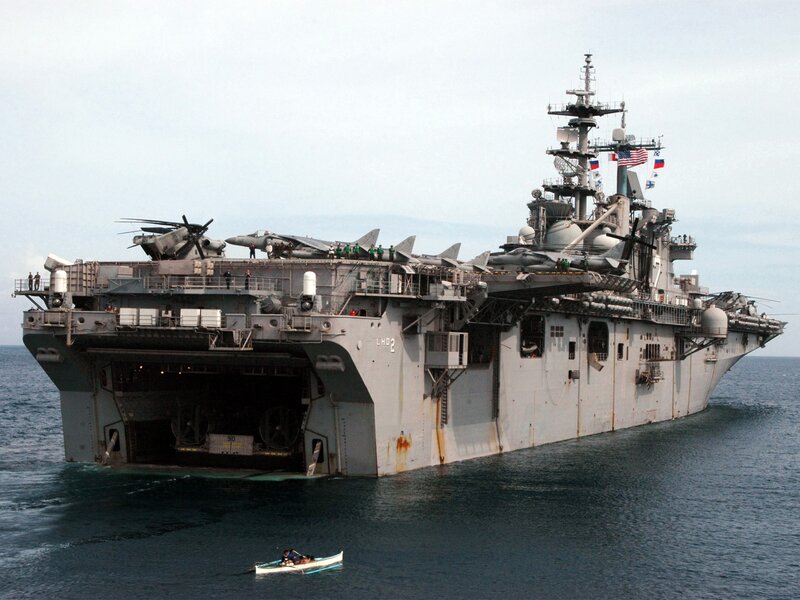 Naval amphibious assault ship at sea