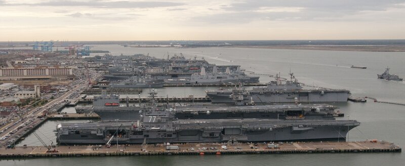 Naval base with aircraft carriers