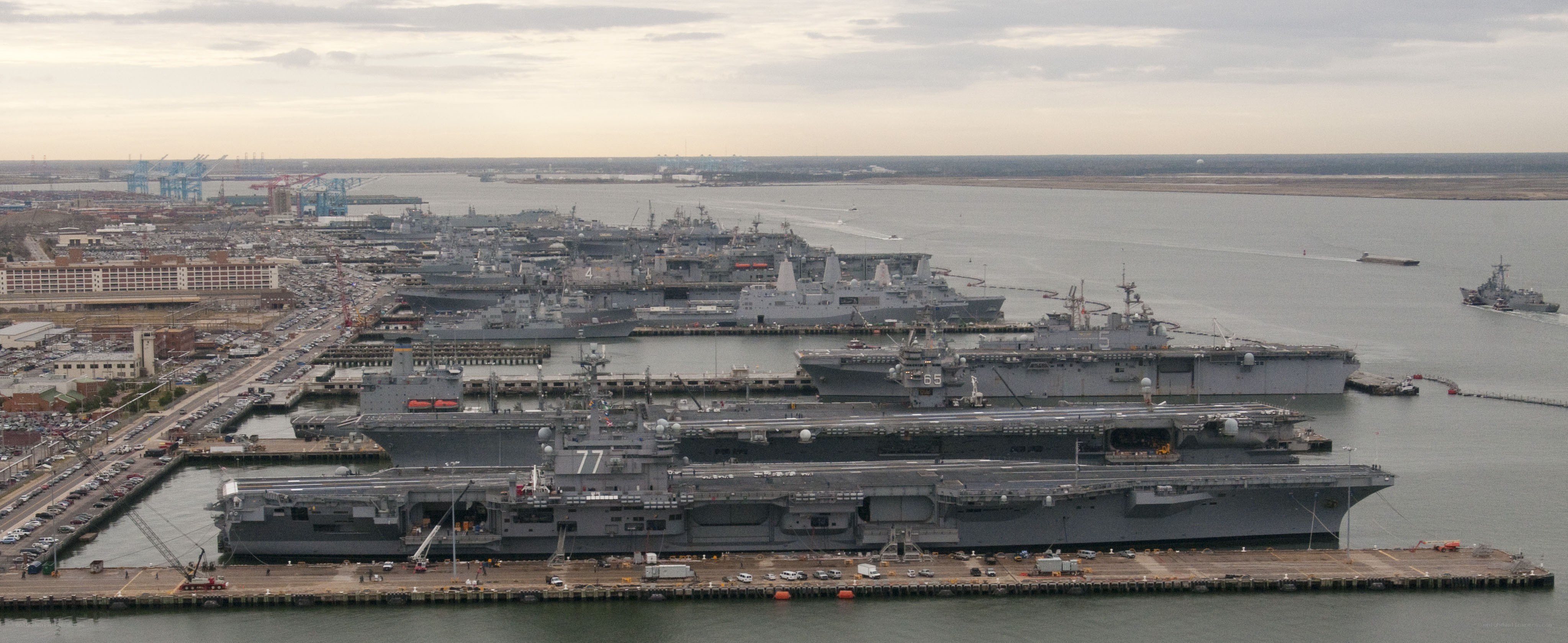 Naval base with aircraft carriers