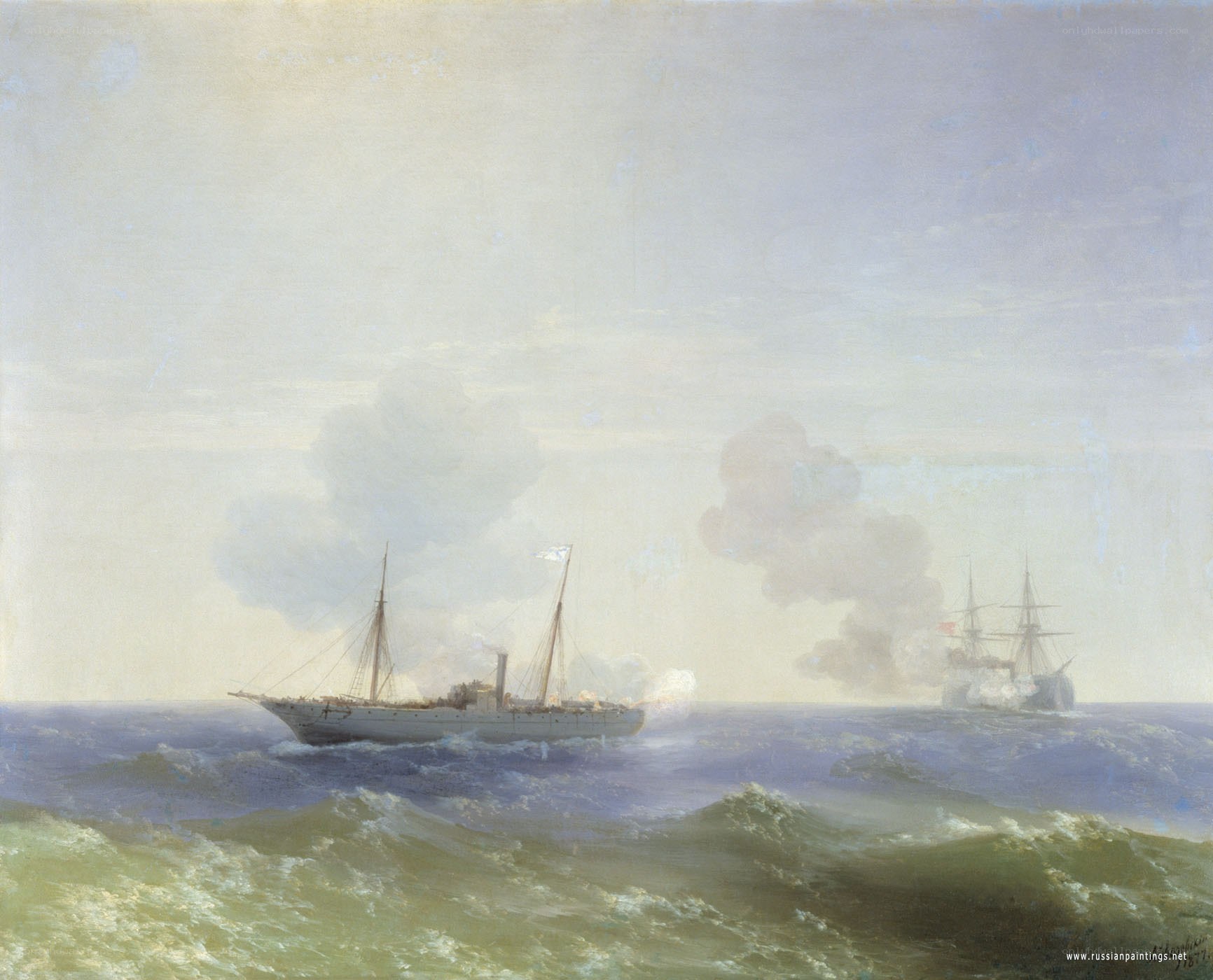 Naval battle at sea