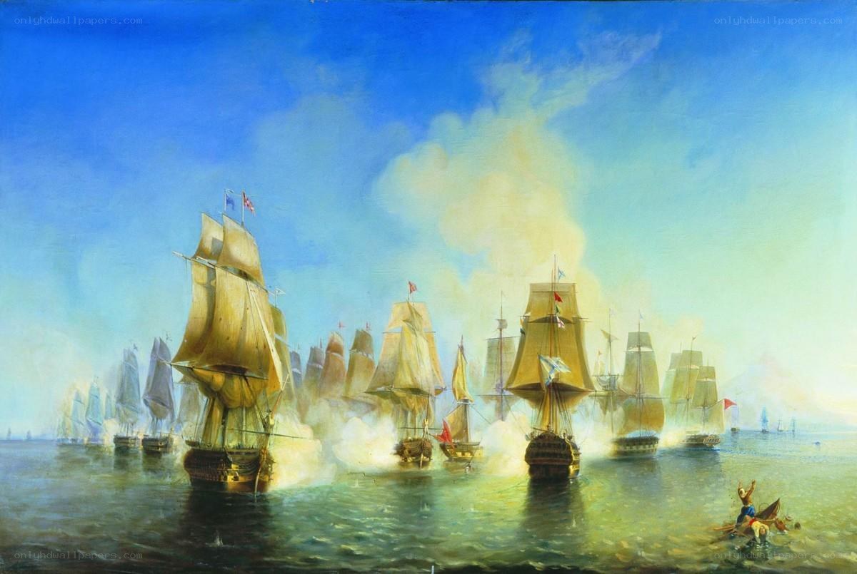 Naval battle at sea