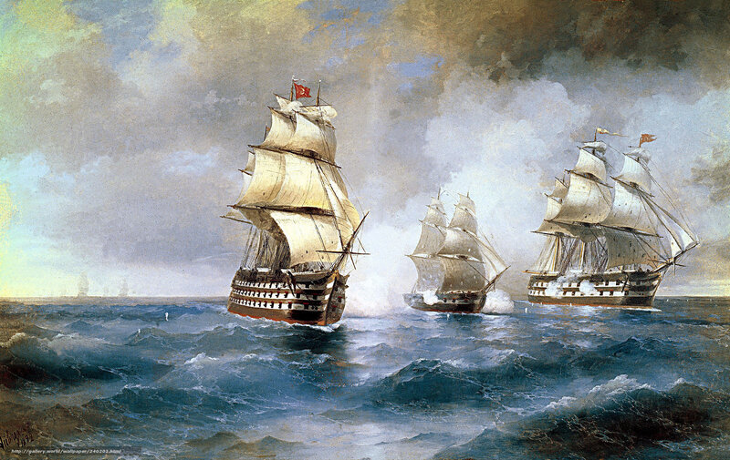 Naval battle at sea