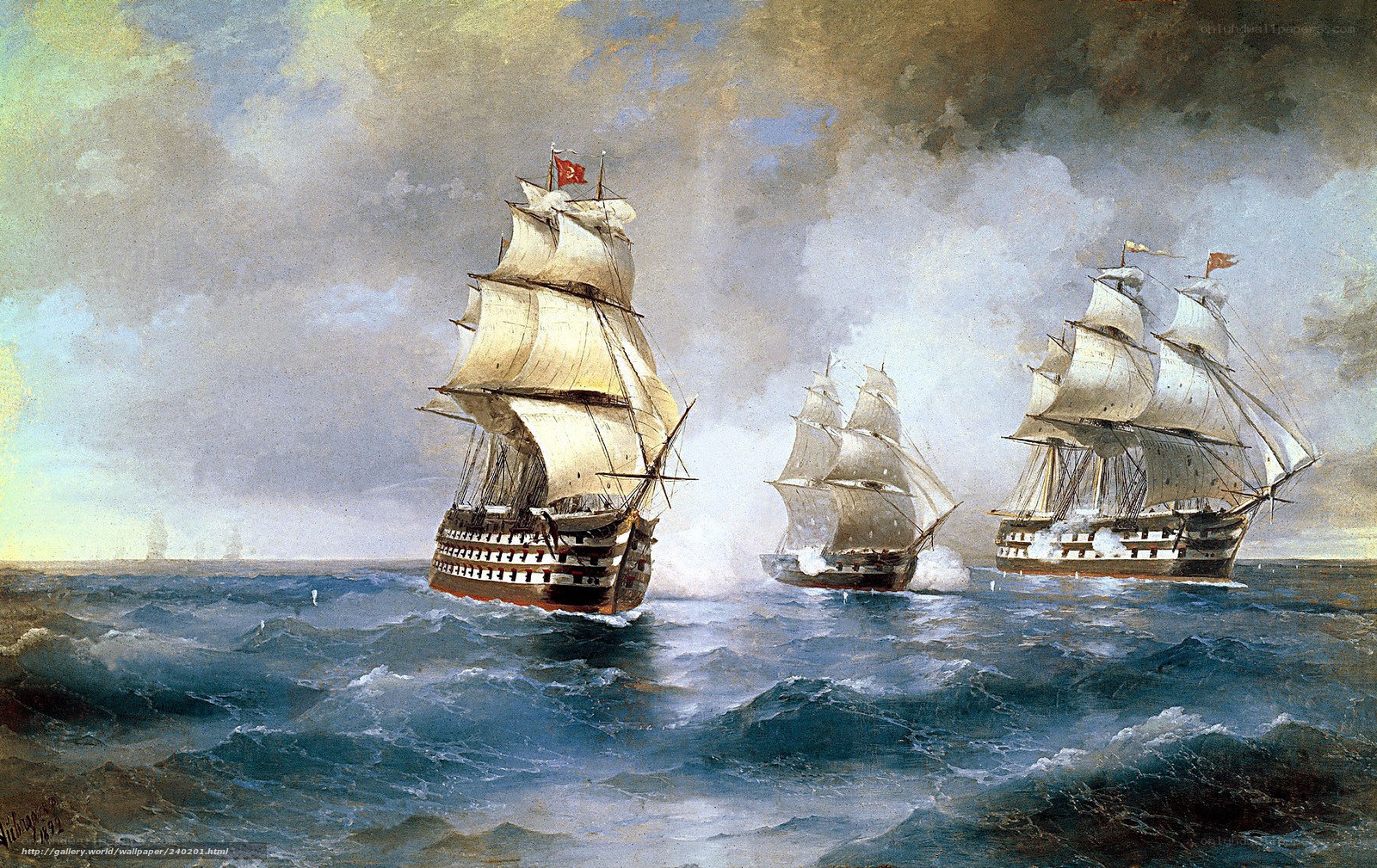 Naval battle at sea