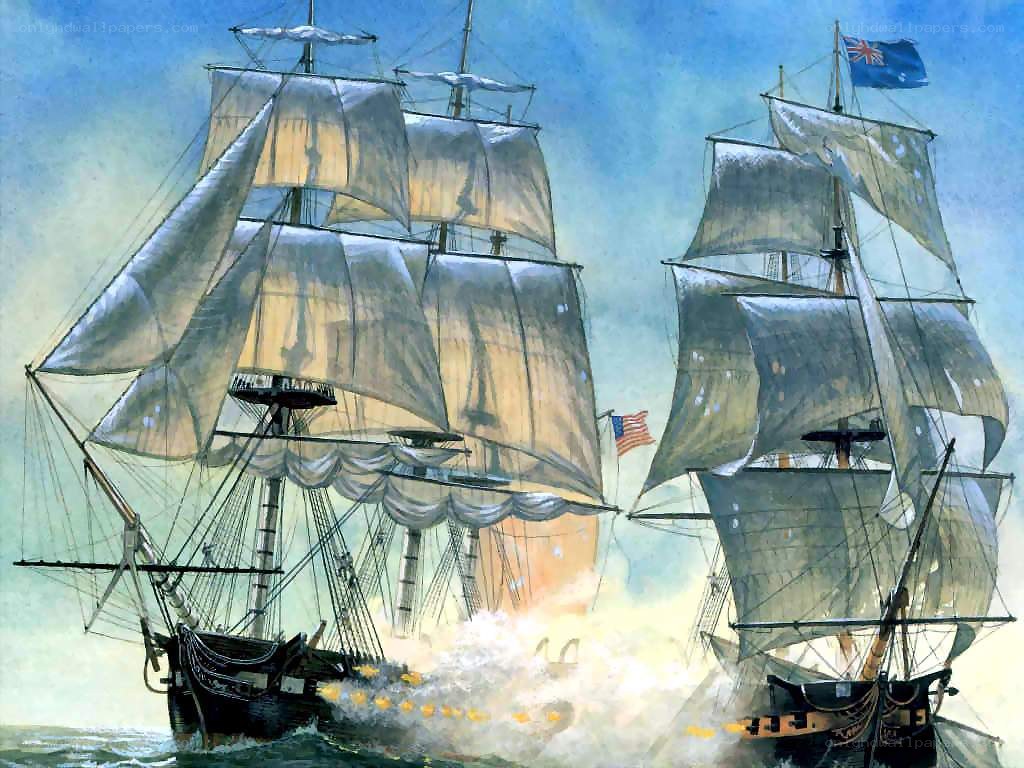 Naval battle between ships