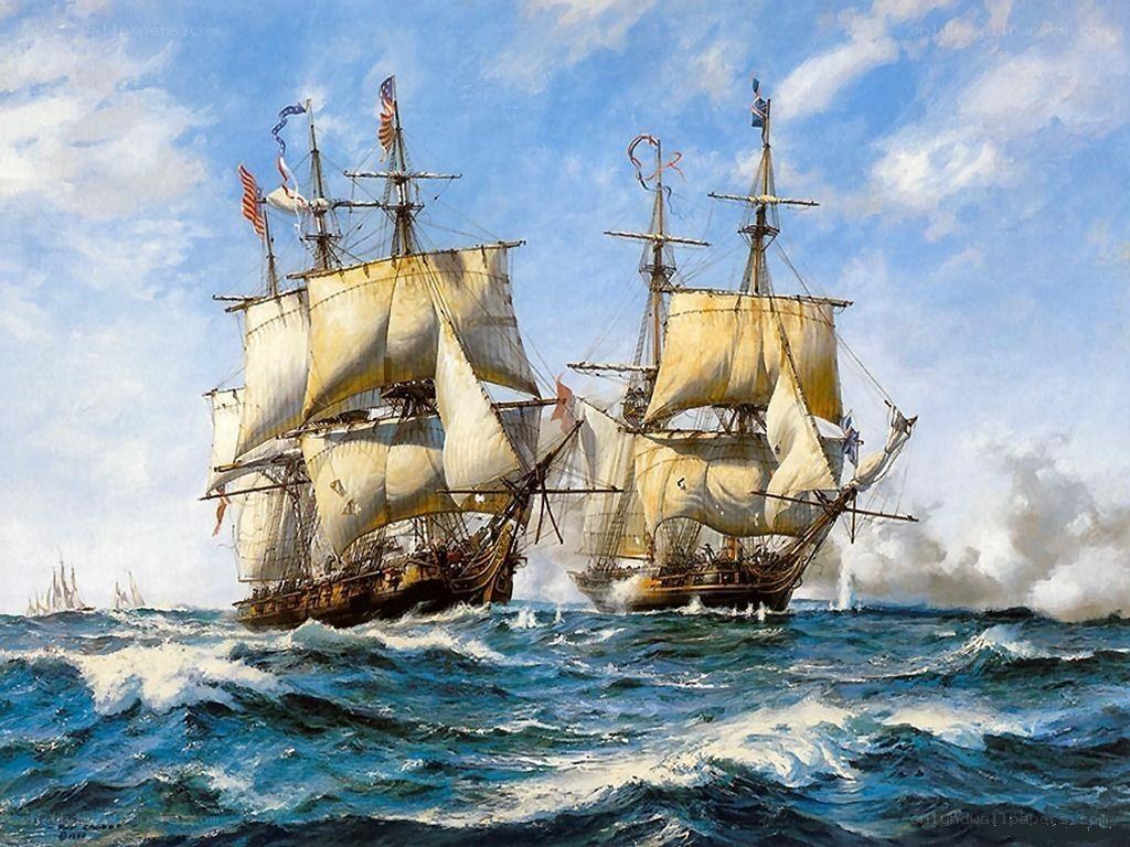 Naval battle between two ships