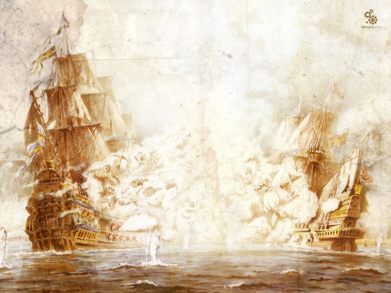 Naval battle between two ships