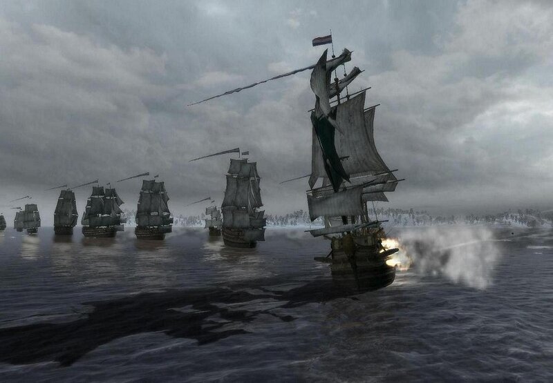 Naval battle in a storm