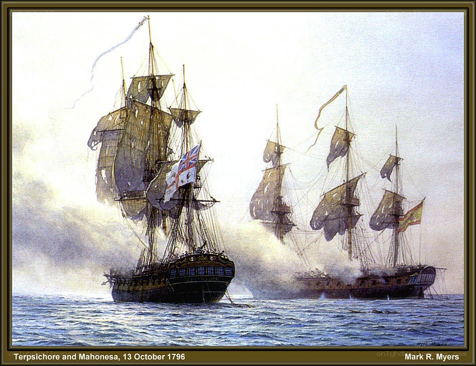 Naval battle painting