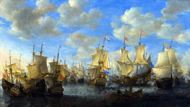 Naval battle scene
