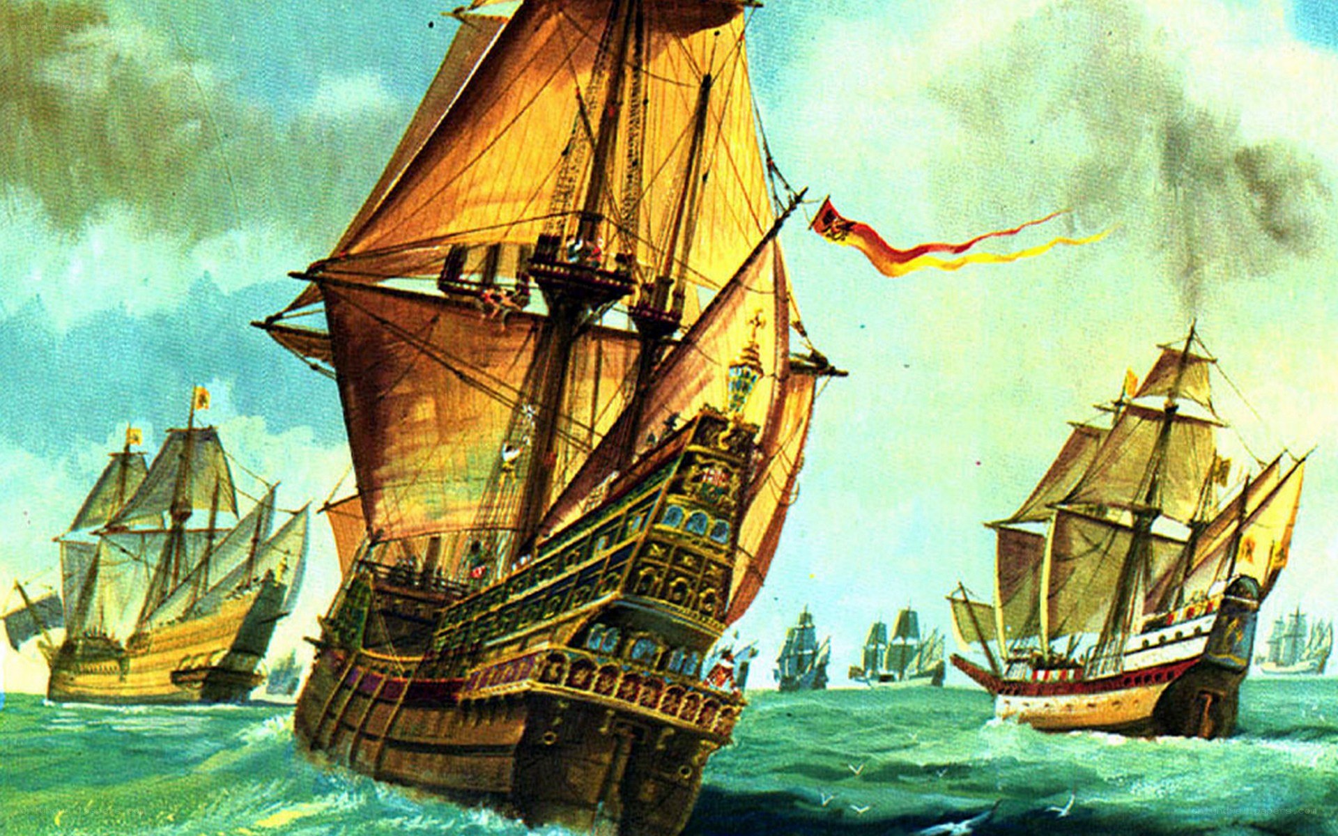 Naval battle scene