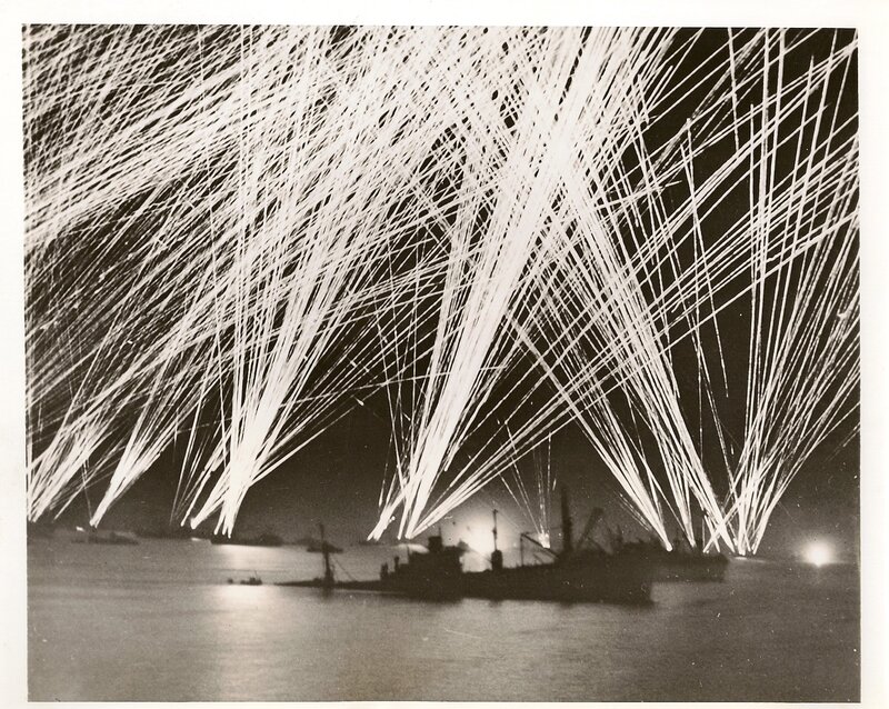 Naval flares at night