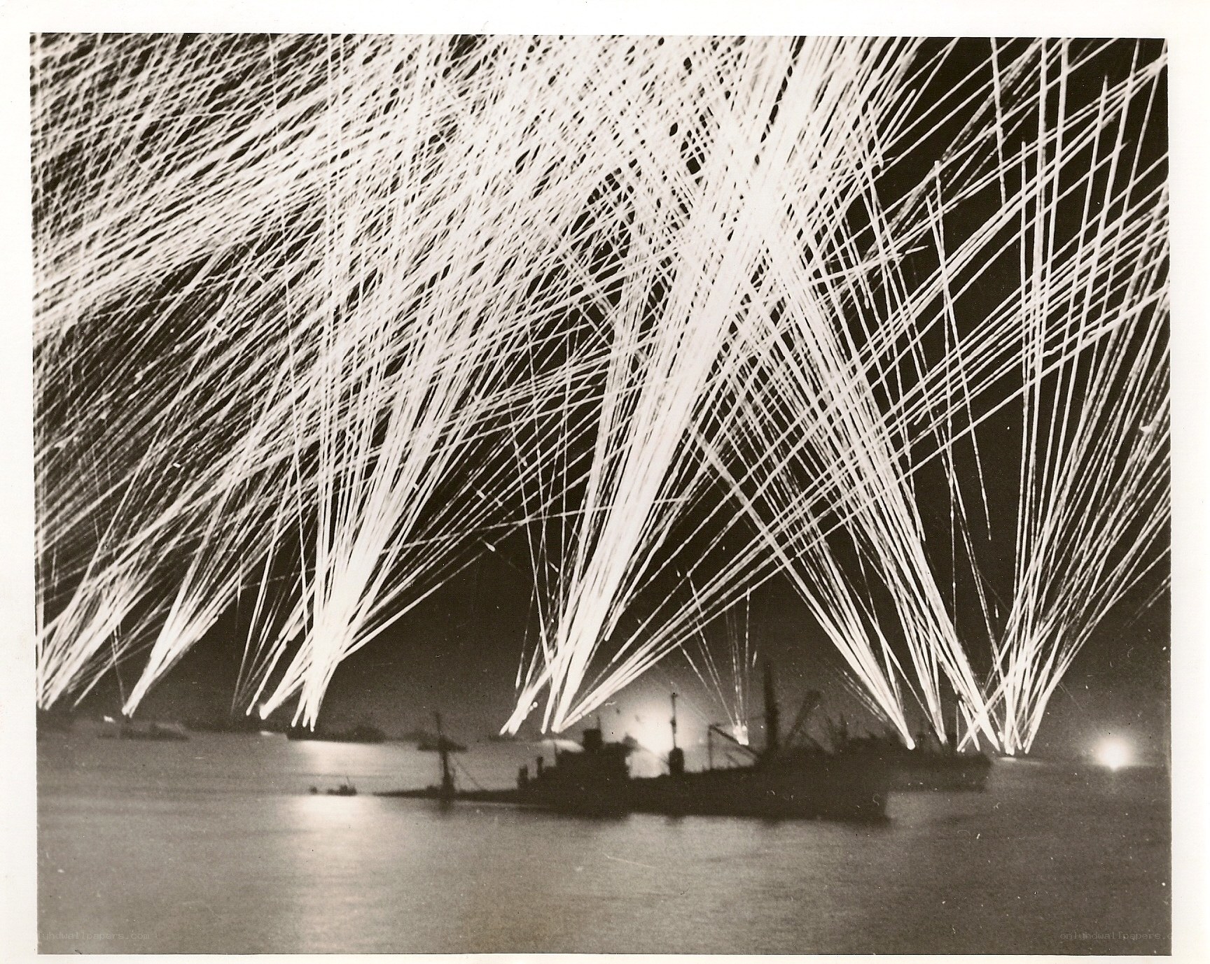 Naval flares at night