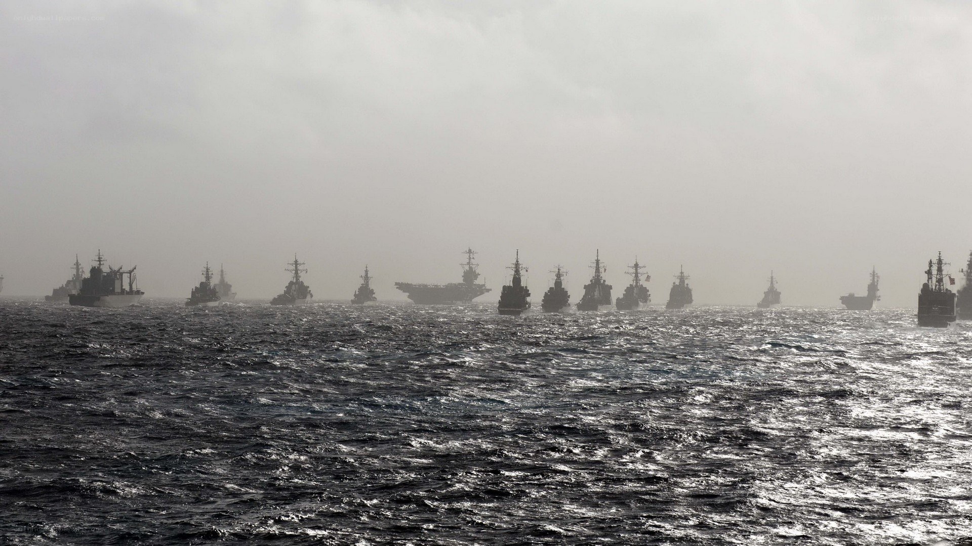 Naval fleet at sea
