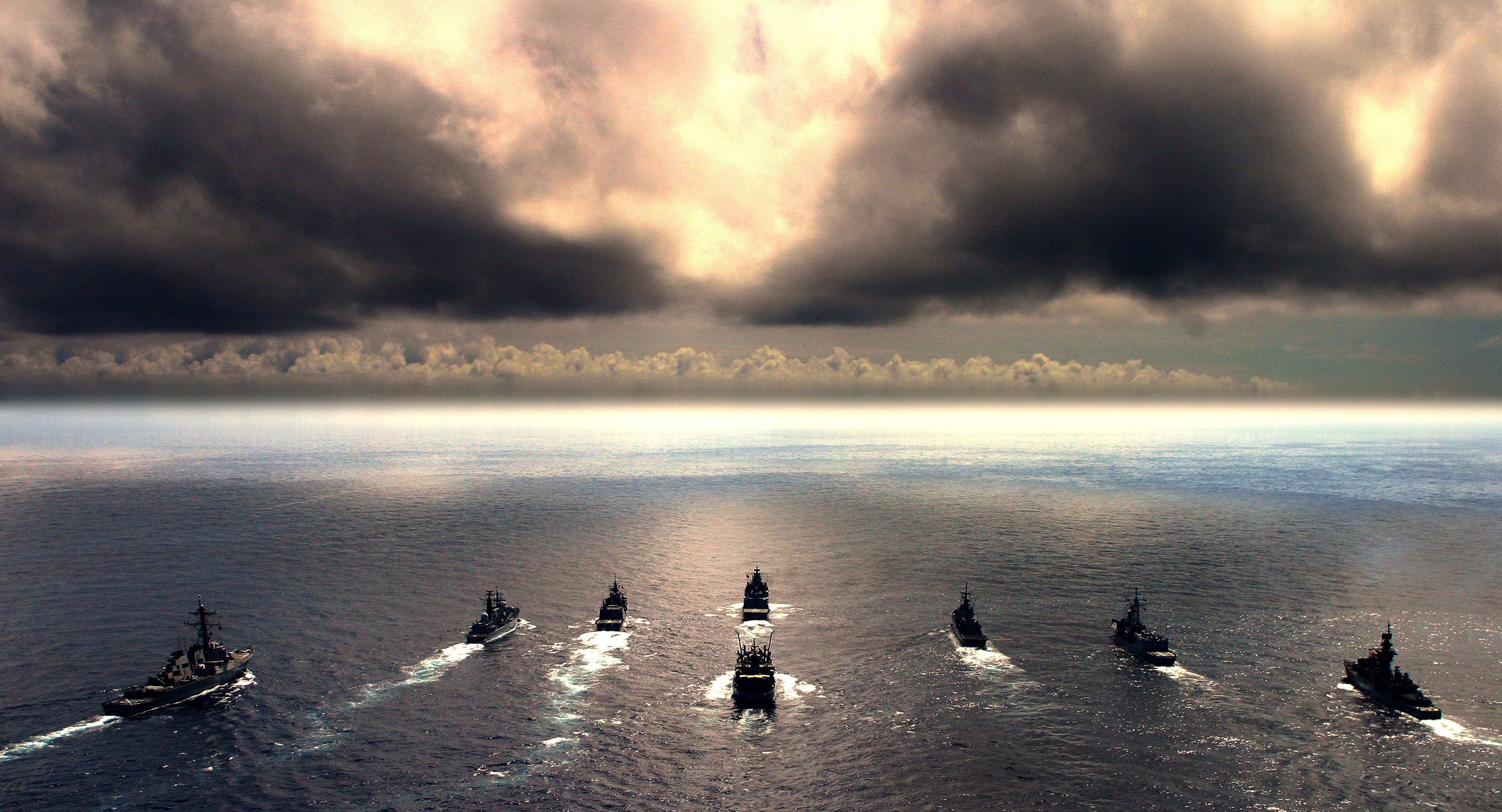 Naval fleet at sea