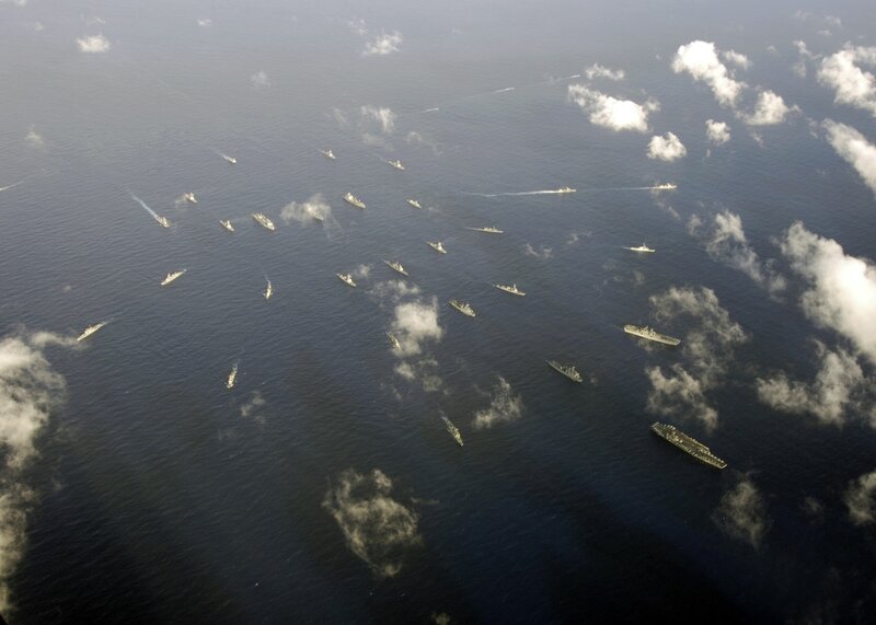 Naval fleet at sea