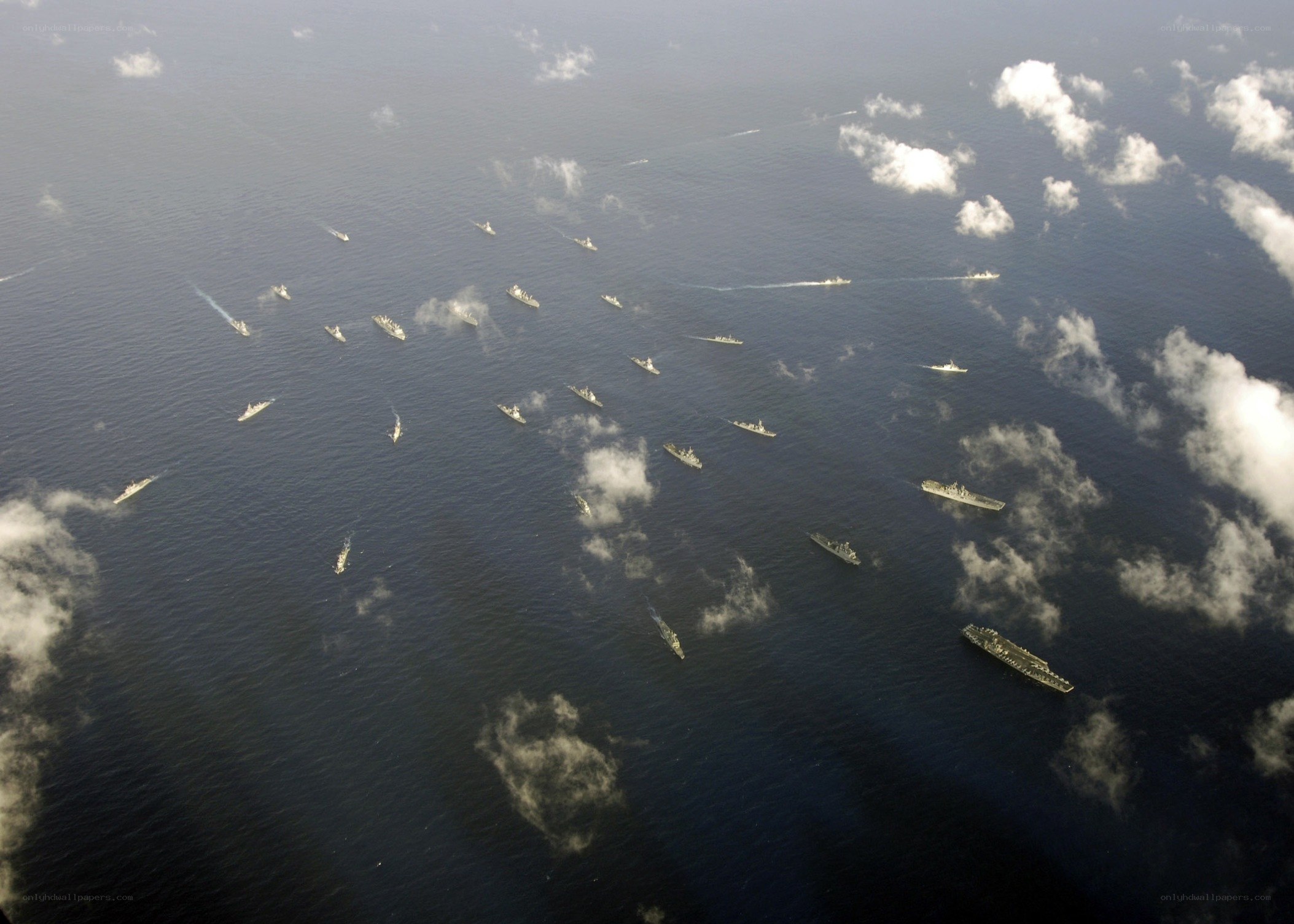 Naval fleet at sea