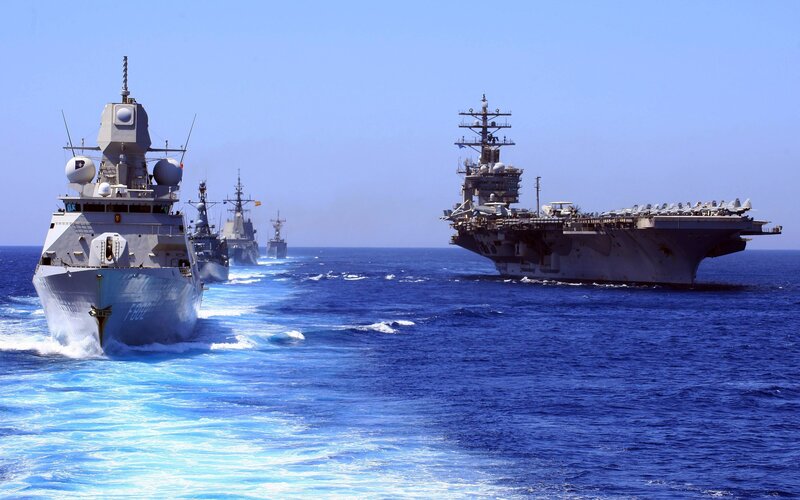 Naval Fleet at Sea — Blue, Calm, Afternoon