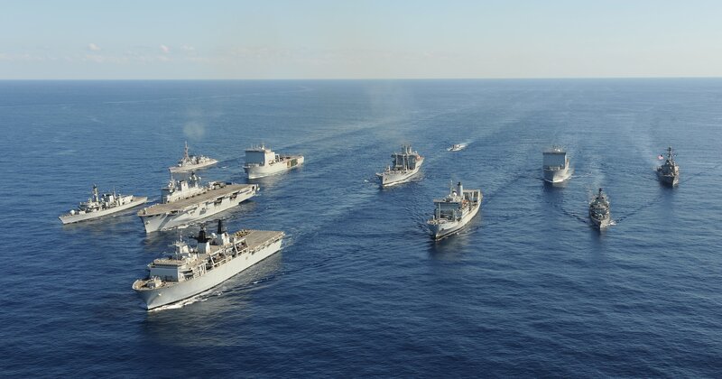 Naval Fleet at Sea — Blue, Serene