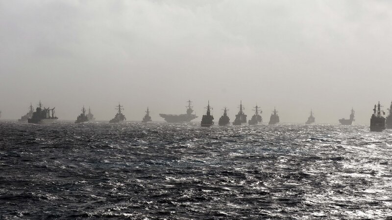 Naval Fleet at Sea — Gray, Overcast