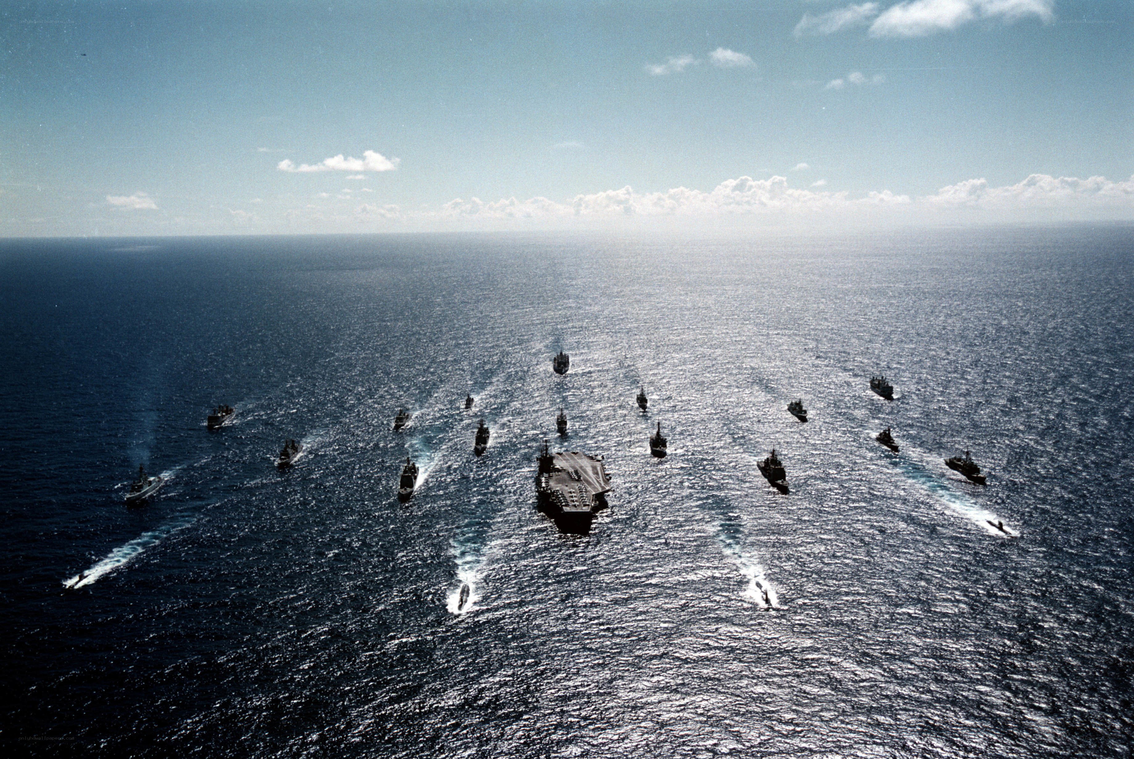 Naval fleet formation at sea