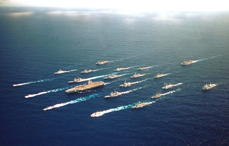 Naval fleet formation at sea