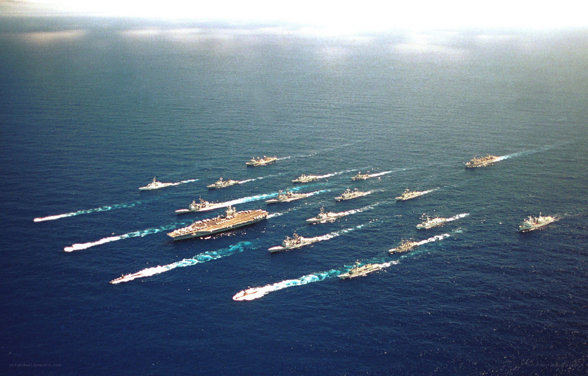 Naval fleet formation at sea