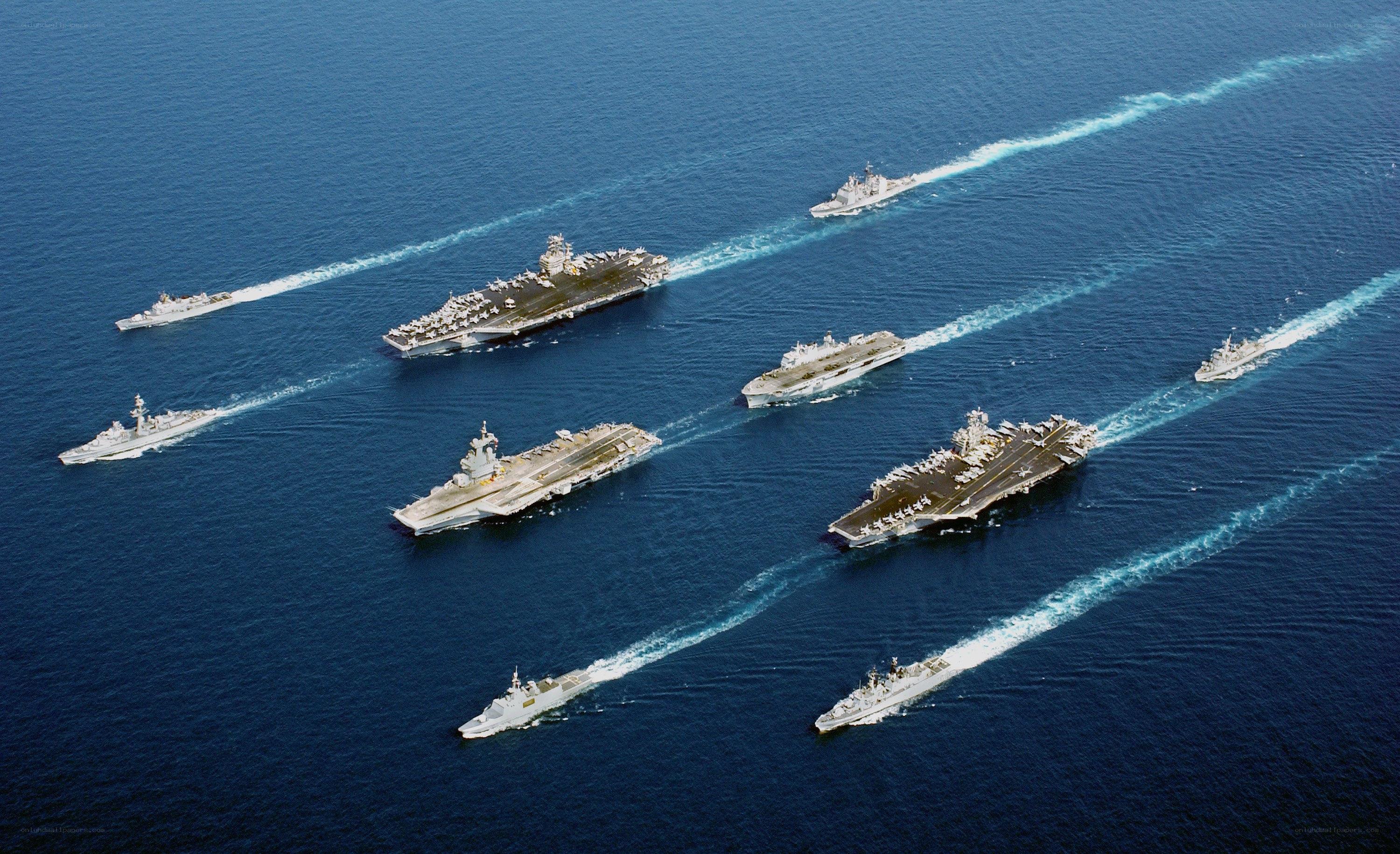 Naval fleet formation at sea