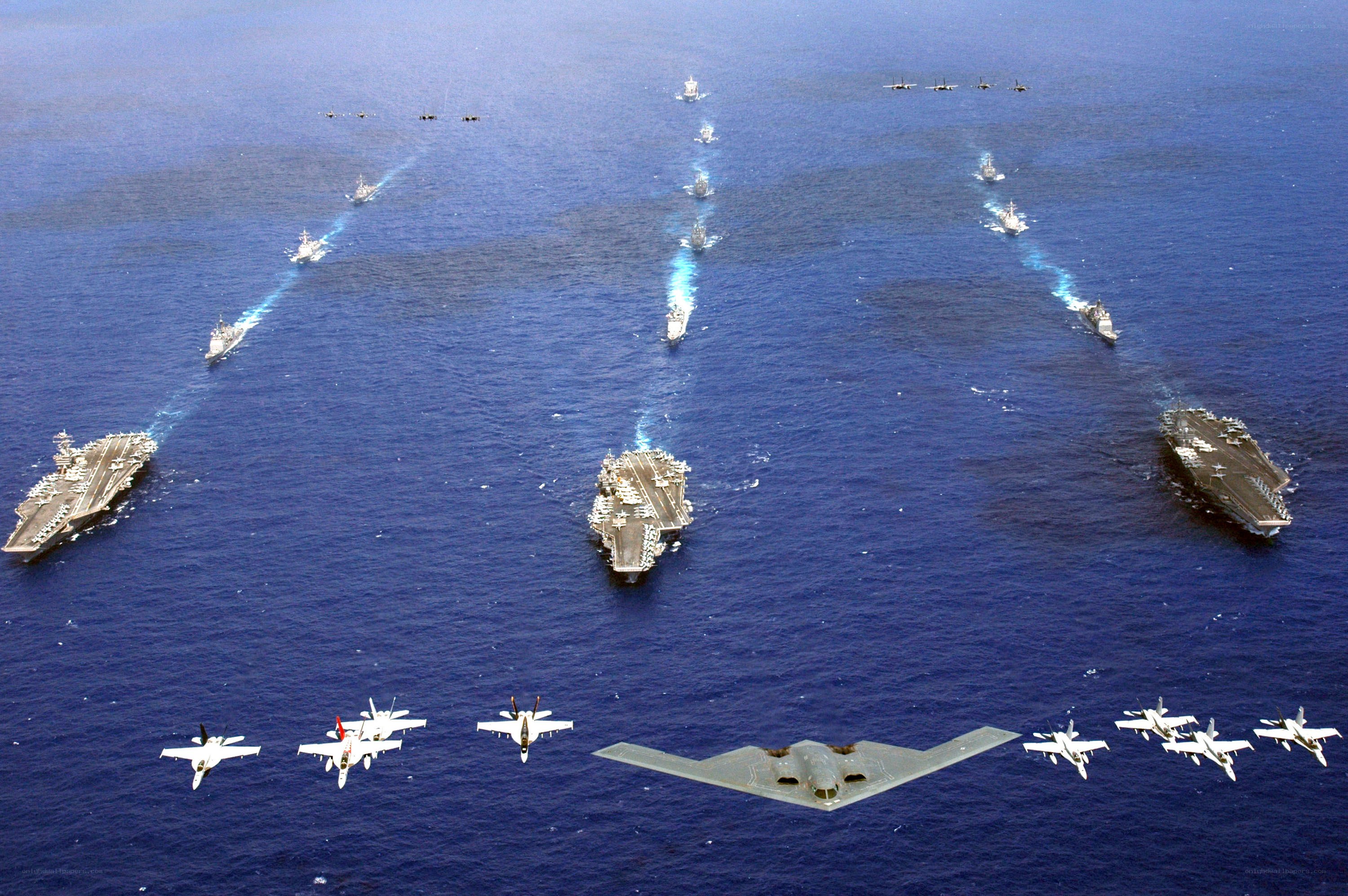 Naval fleet formation at sea