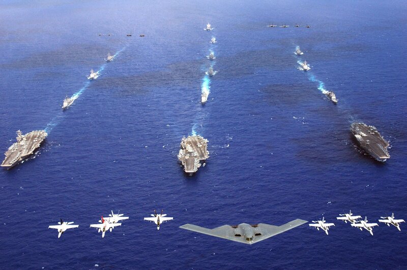 Naval fleet formation at sea