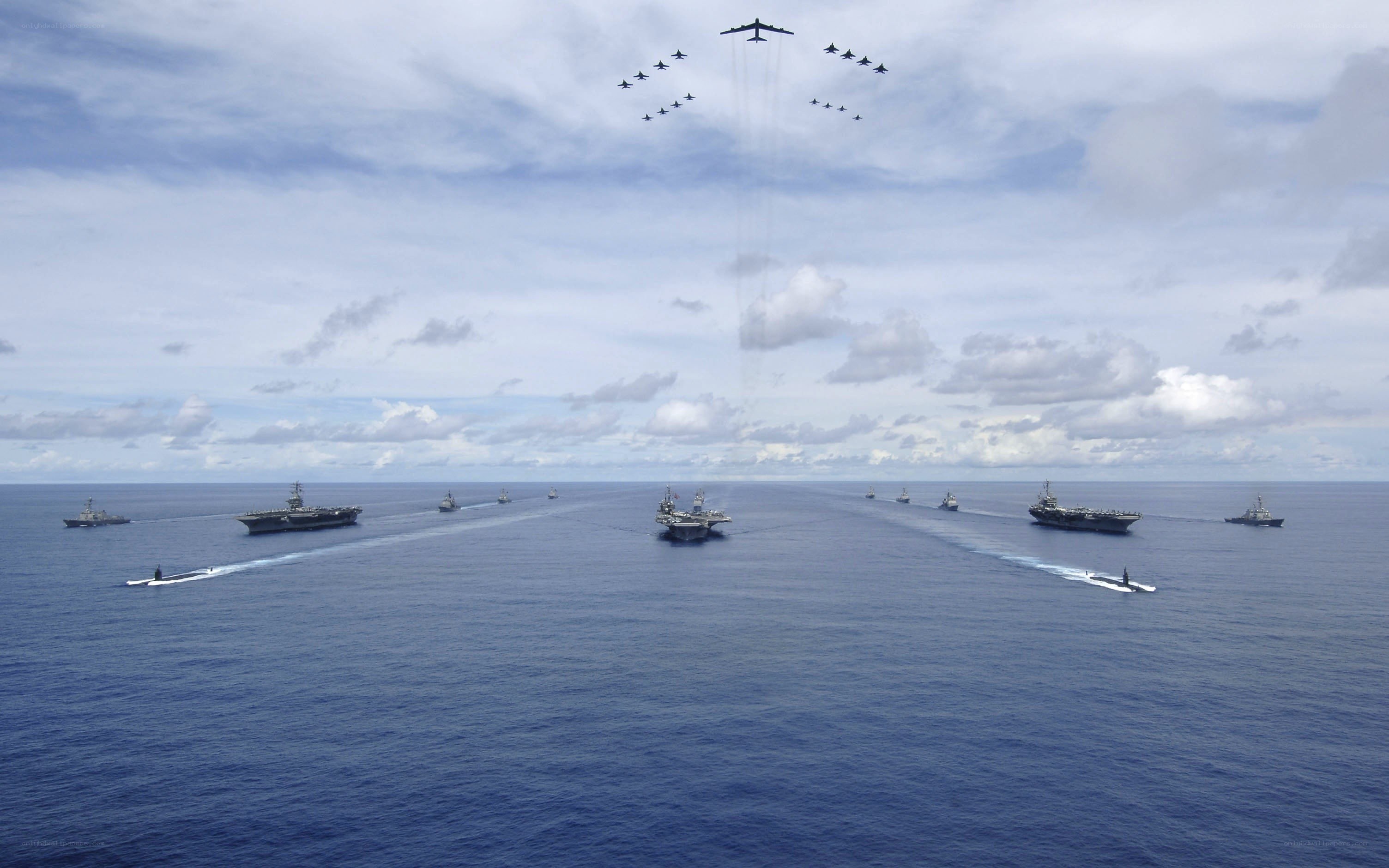 Naval fleet formation at sea