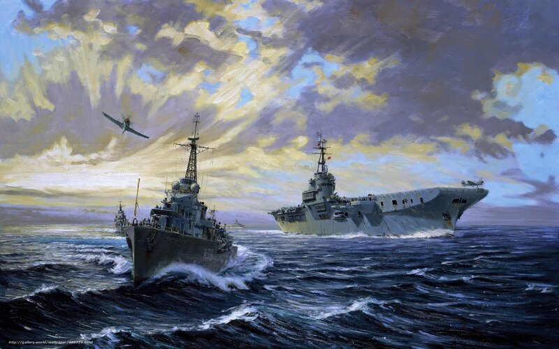 Naval fleet in action