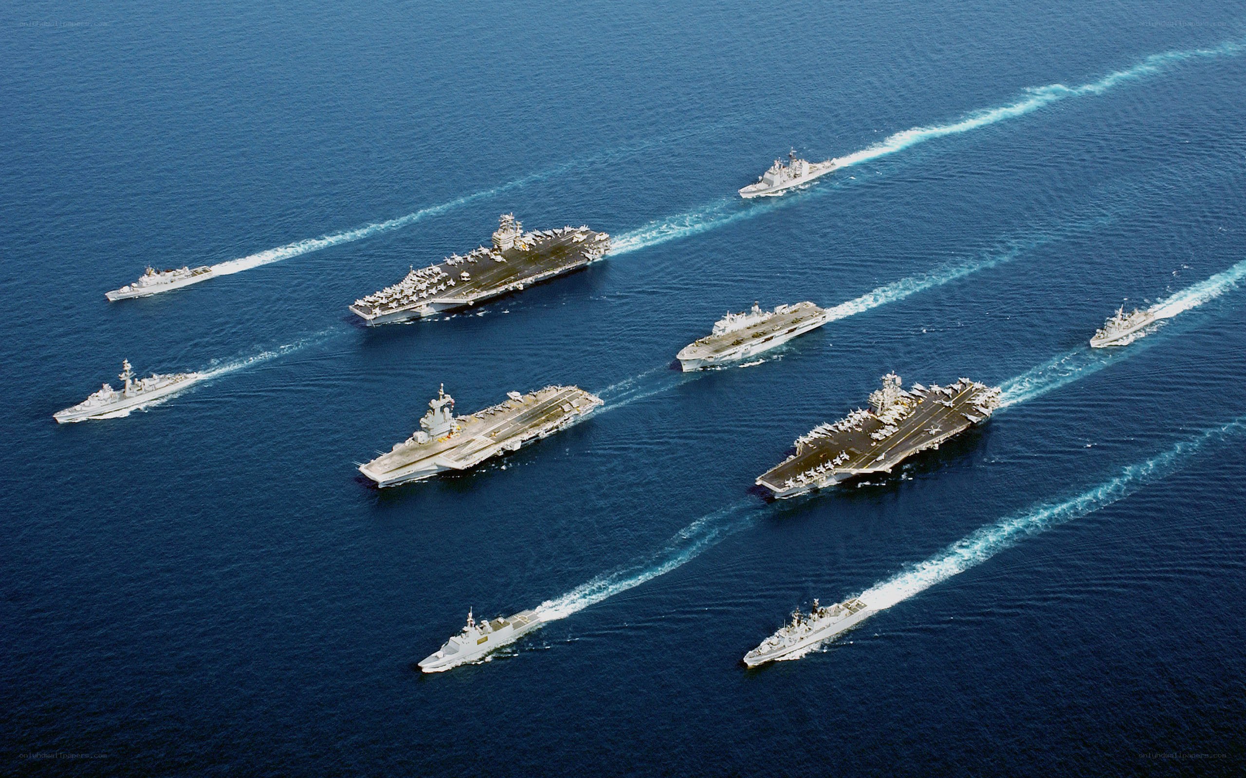 Naval fleet in formation