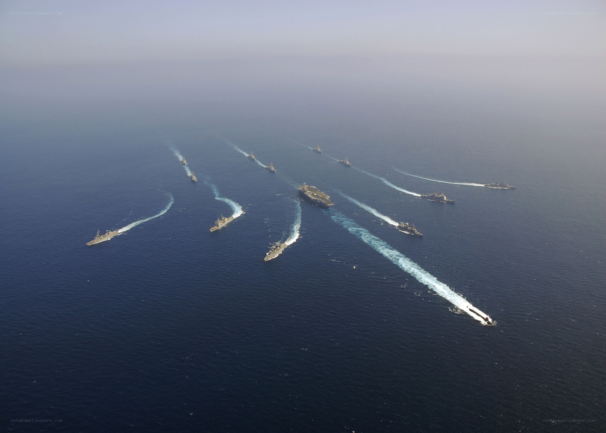 Naval fleet in formation