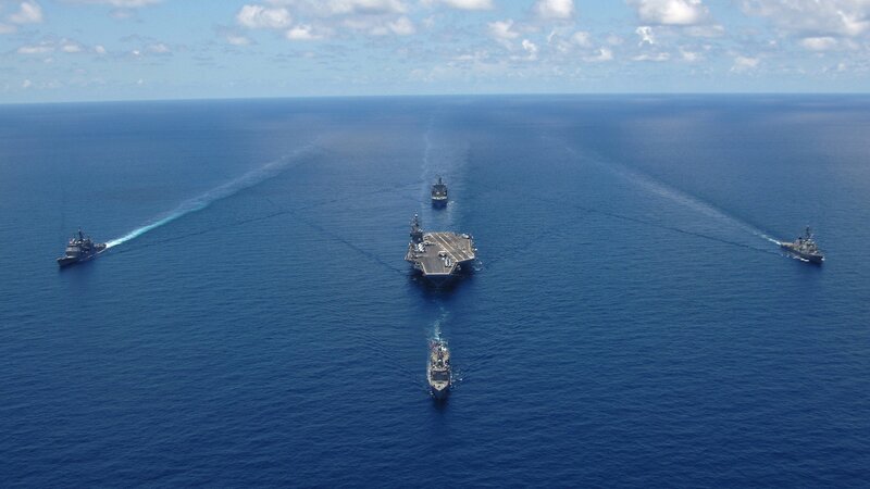 Naval fleet in formation