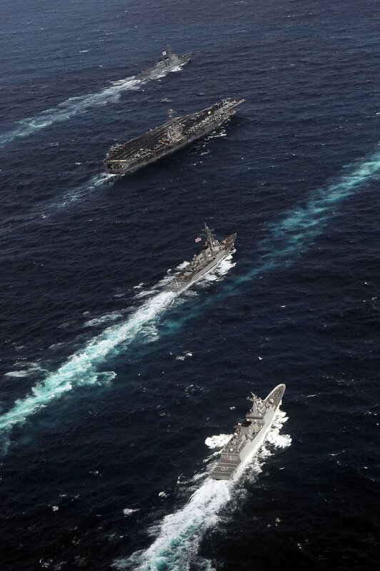 Naval fleet in formation