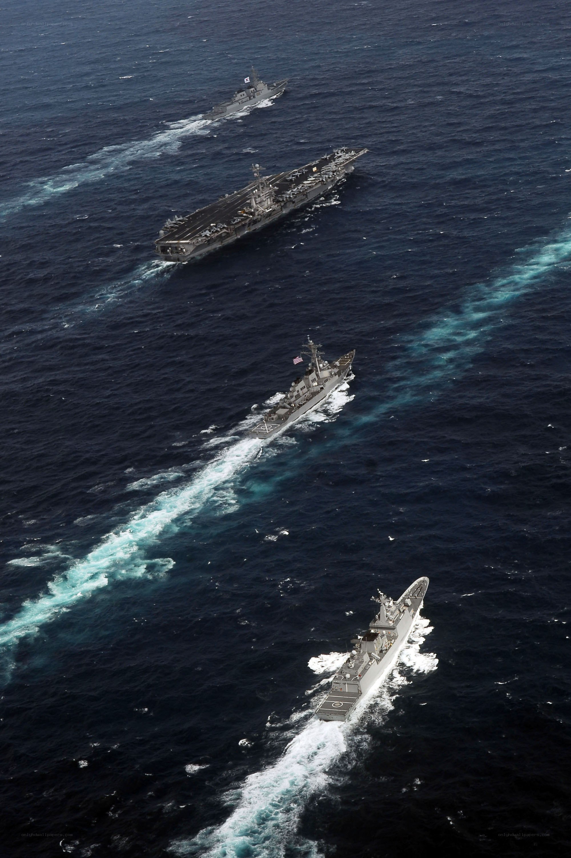 Naval fleet in formation