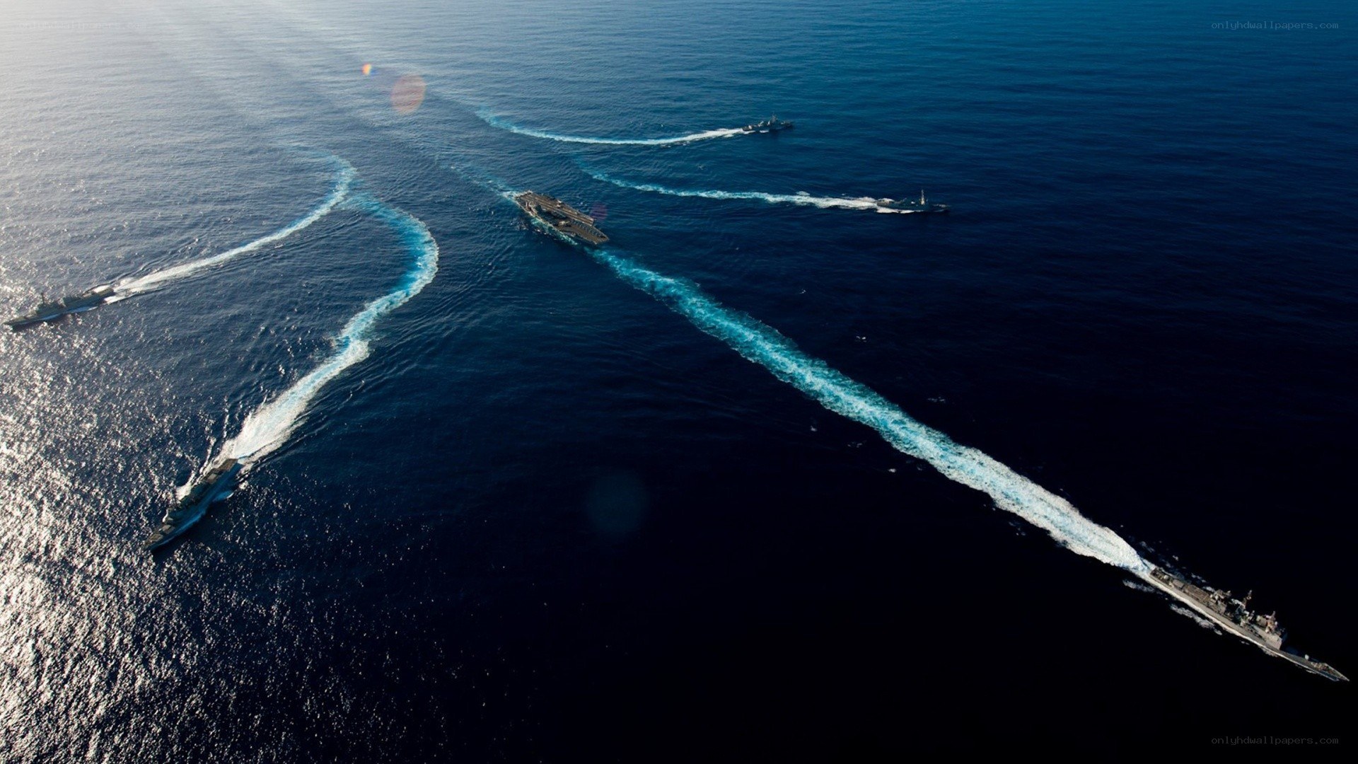 Naval fleet in formation