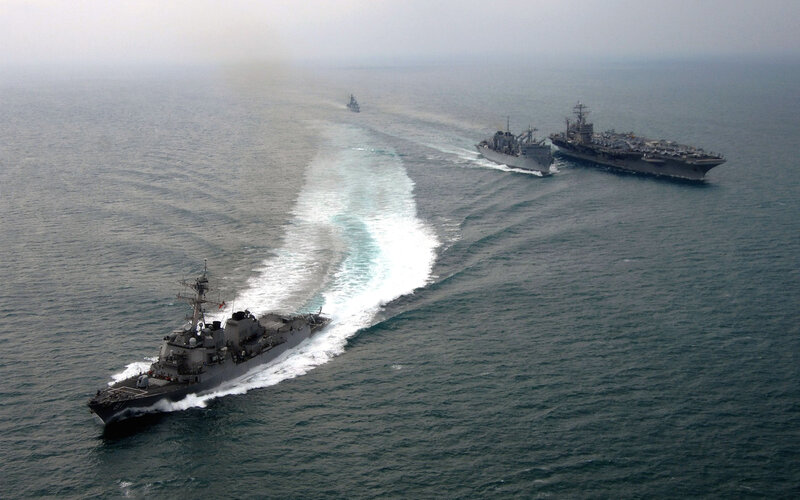 Naval fleet in formation
