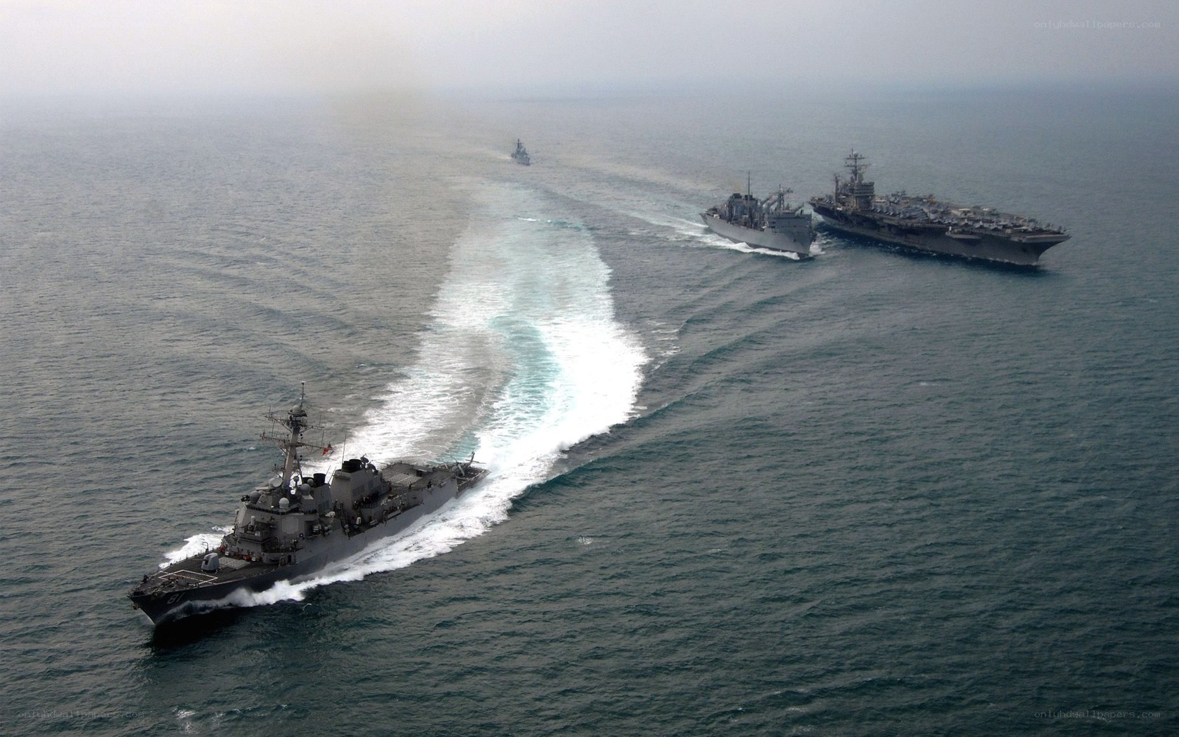 Naval fleet in formation
