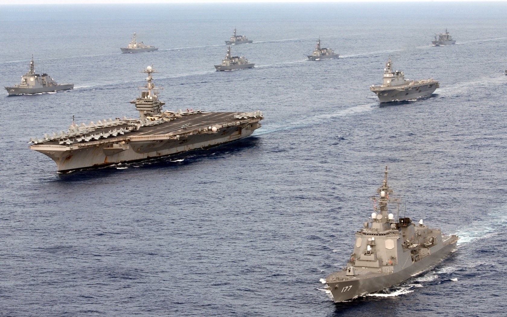 Naval fleet in formation