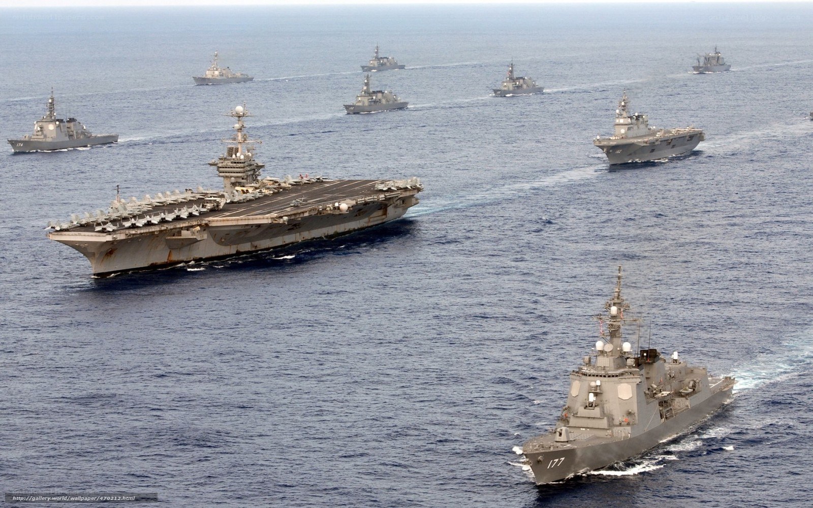 Naval fleet in formation