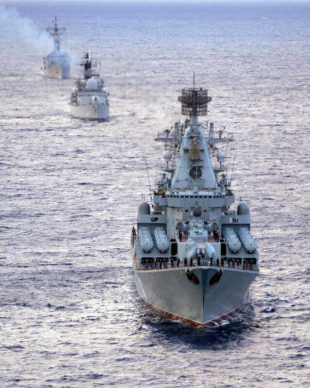 Naval fleet in formation