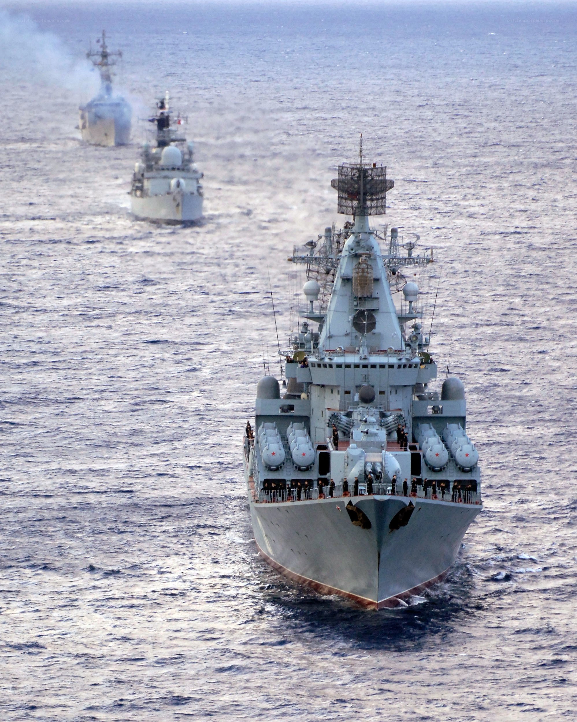 Naval fleet in formation