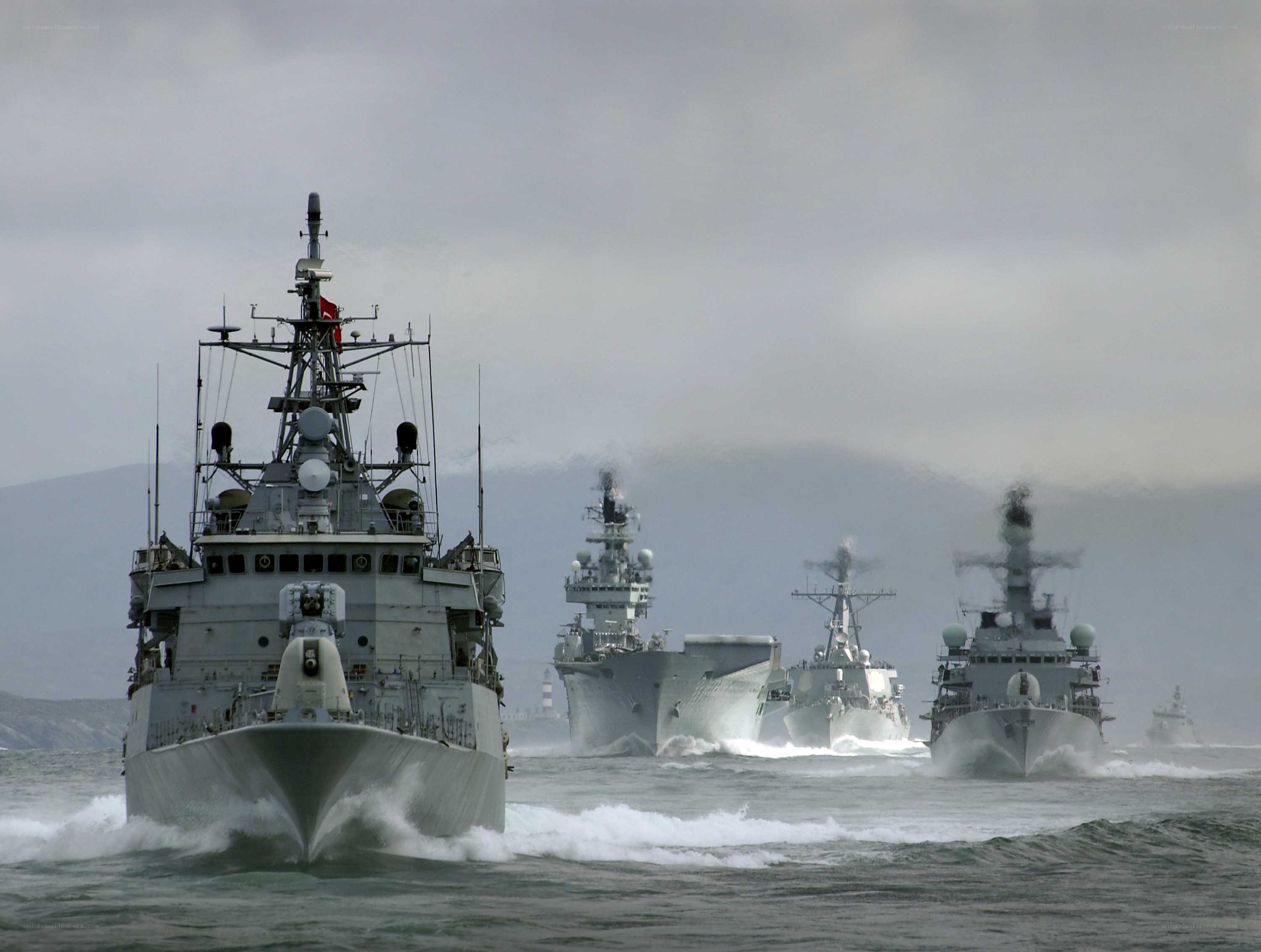 Naval fleet in formation
