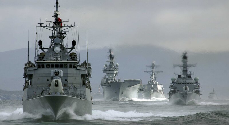 Naval fleet in formation