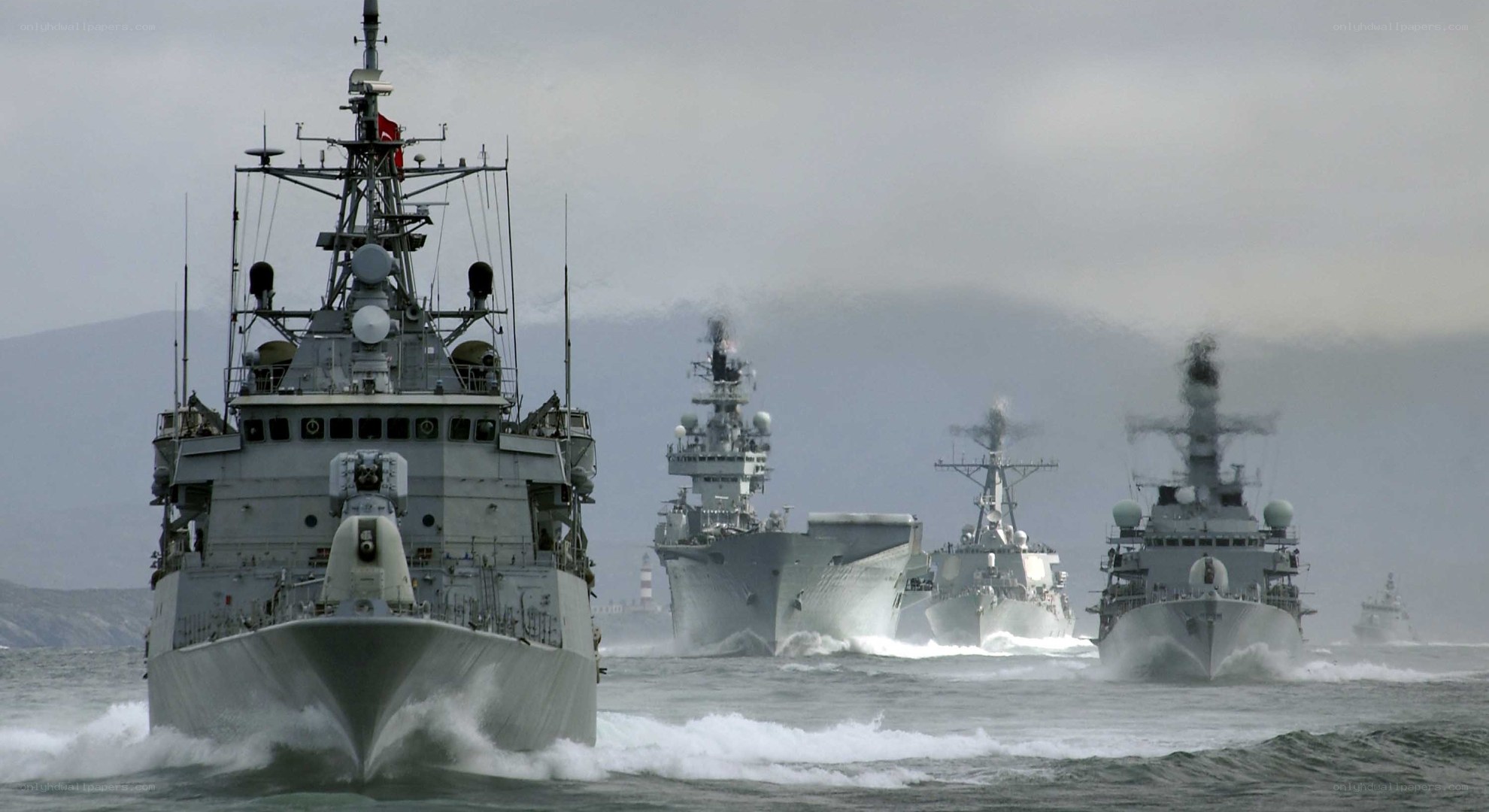 Naval fleet in formation