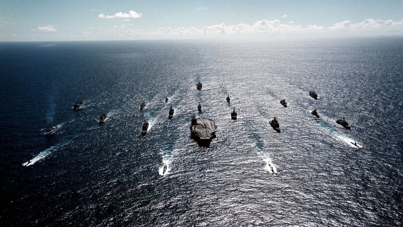 Naval fleet in formation