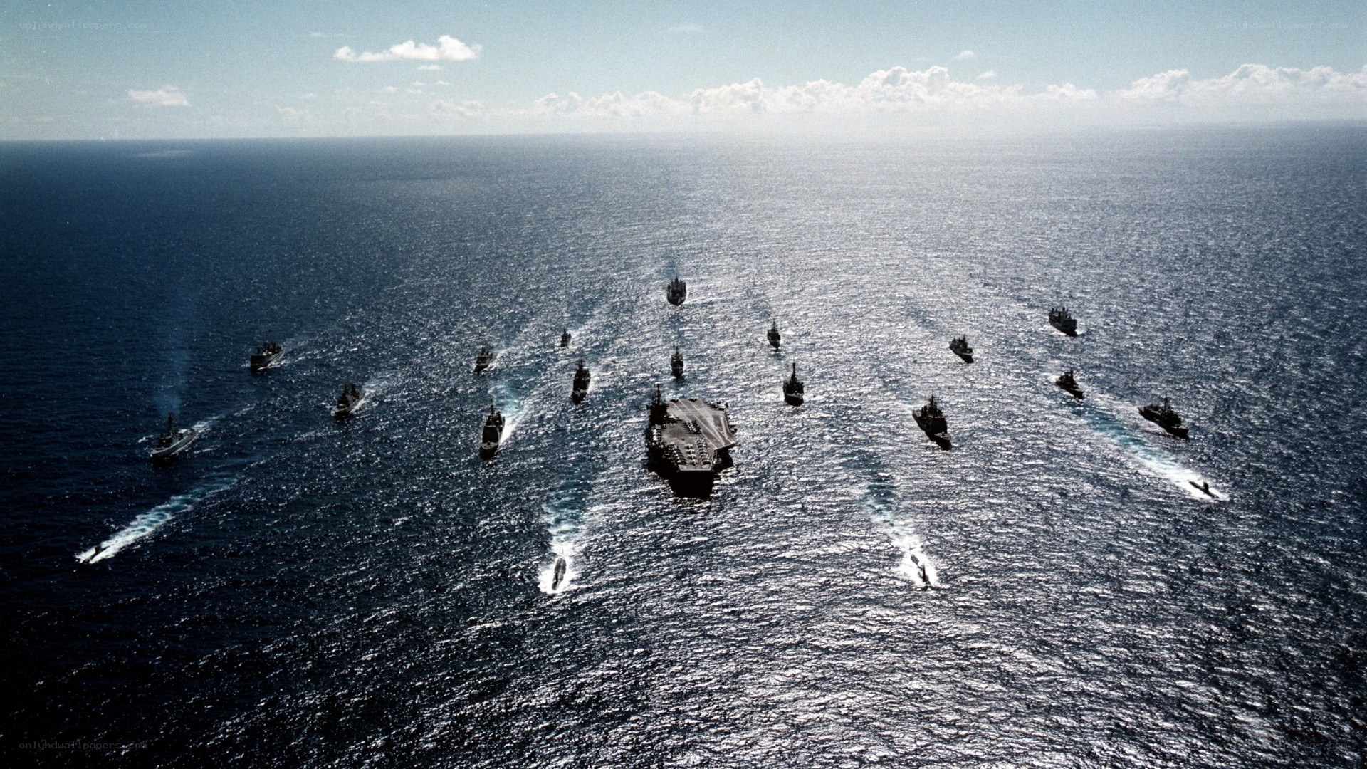 Naval fleet in formation