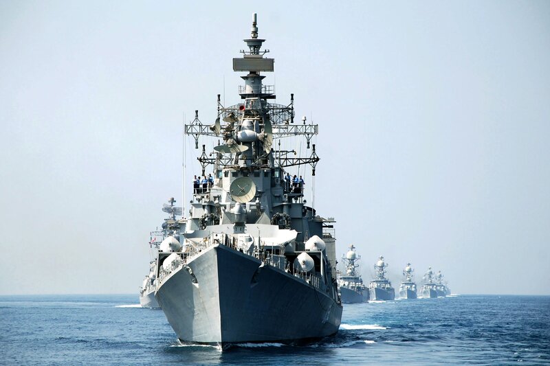 Naval Fleet in Formation — Blue, Calm, Afternoon